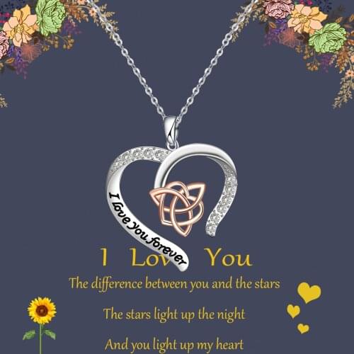 Beautiful I Love You Forever Knot Love Pendant Necklace for Women Mom Grandma with WISH CARD