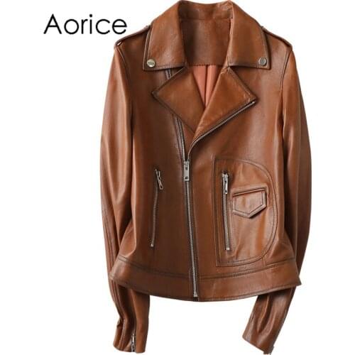 Aorice Winter Spring Women Genuine Real SheepSkin Leather Jacket Coats Trench Suit Clothing A21510