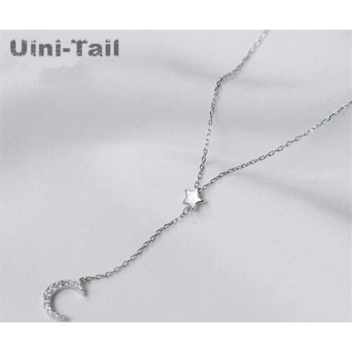 Uini-Tail hot 925 sterling silver fashion stars moon tassel necklace Korean version of the wild new temperament jewelry GN250