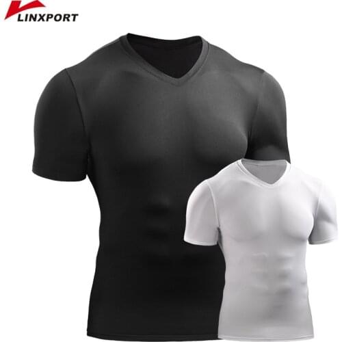 Men Sports Shirts V Neck Tops Compression Clothes Basketball Jerseys Tracksuit Running Tights Jogger Jogging Underwear Rashgurad