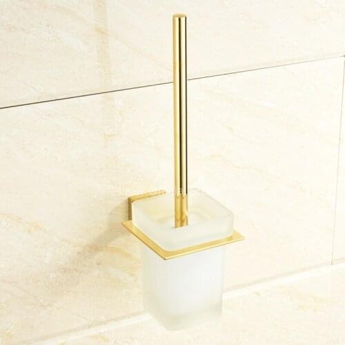 Vidric Gold Toilet Brush Holder Set ,Bathroom Wall mounted Cleaning Toilet Brush Holder