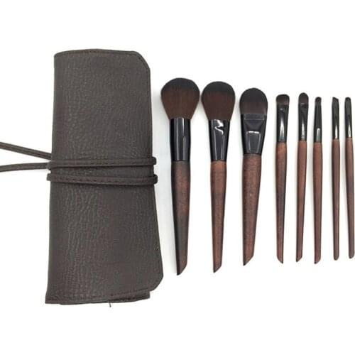 Special wooden handle Professional synthetic hair 8pcs Makeup Brushes Set Foundation Cosmetic Make Up Brush Kits in PU bag