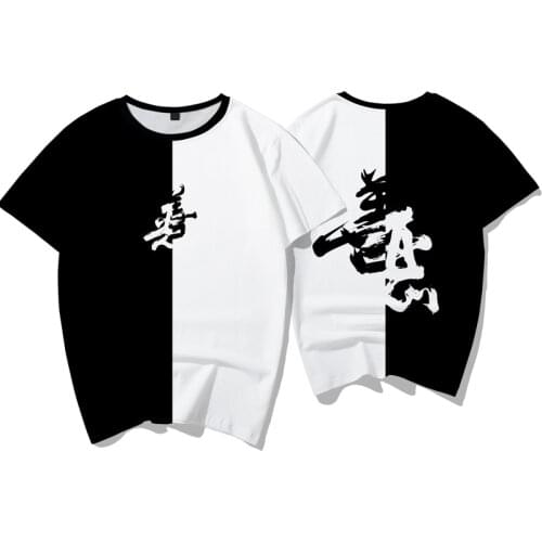 2020 New Arrival Creative Black and white good and evil T-shirts Men Women Summer Fashion 3D Printing T Shirts Cartoon T-shirts