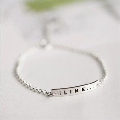 New Korean Fashion English Letters I Like Lettering 925 Sterling Silver Jewelry Personality Popular Women Bracelets SB213