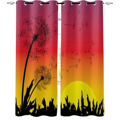 Dandelion Flying In The Sunset Window Curtains for Living Room Luxury Kitchen Bedroom Drapes Home Decor Backdrop Curtain