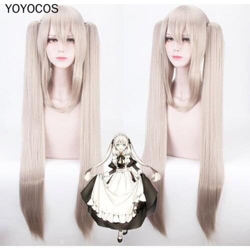 YOYOCOS FGO Marie Antoinette Cosplay Wig Fate Grand Order Cosplay Wig with Two Long Straight Chip Ponytails Synthetic Hair