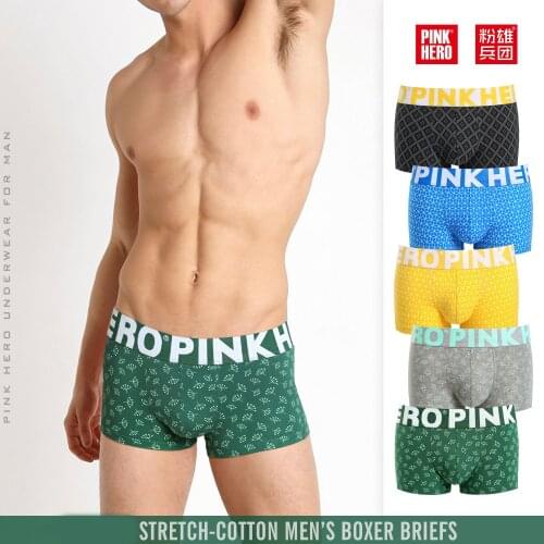 PINKHERO New 2020 Men Underwear Sexy Middle Waist Cotton Boxer Hombre Shorts Brand Clothing Cueca Cuecas Boxer U Convex Pouch