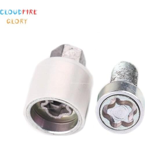 CloudFireGlory 4F0698139C 801 x2 Wheel Lock Anti Theft Screw Lug Bolt & Key Tool Code Stamp "A" For AUDI A3 A4 A5 A6 A7 S5 S6 TT