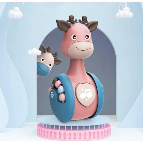 Sliding Deer Baby Tumbler Rattle Learning Education Toys Newborn Teether Infant Hand Bell Mobile Stroller Music Roly-poly Toy