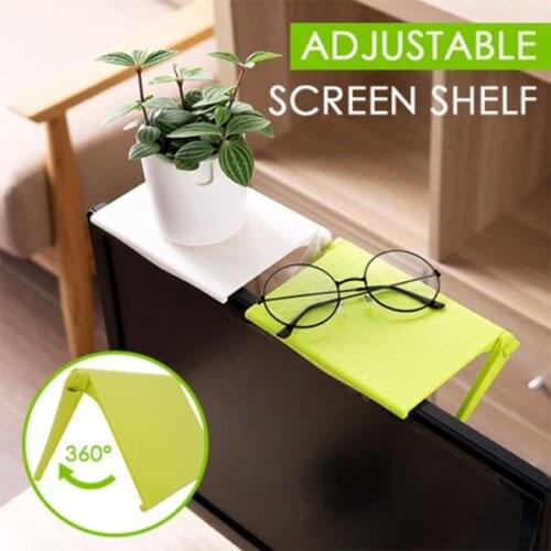 Adjustable Screen Shelf Office Computer Storage Rack Clip Table Desk Accessories RE