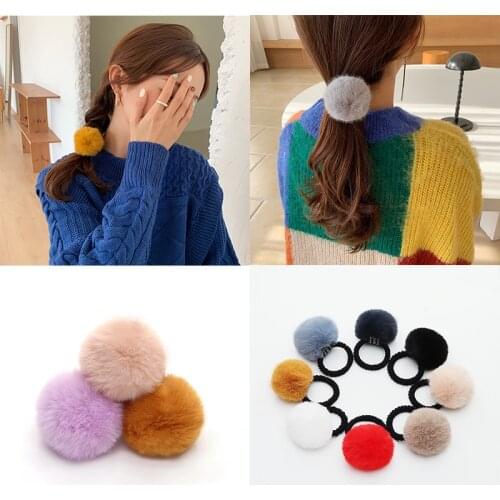 Imitation Water Ball Elastic Hair Bands Korean Headwear Colorful Pompom Hair Ties Cute Children Hair Accessories Ornaments Kids