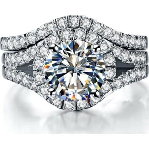 Romance Set Rings Test Positive 2Ct 8mm D-Color Moissanite Diamond Rings Platinum 950 Engagement Rings for Women