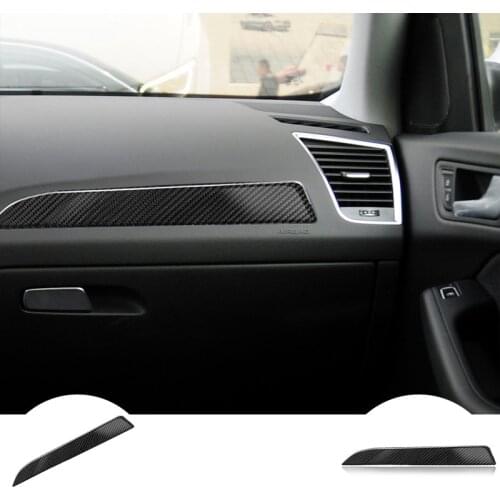 RRX Carbon Fiber Car Interior Co-pilot Dashboard Panel Decal Cover Trim Strips For Audi A4 B8 door Trim Accessories