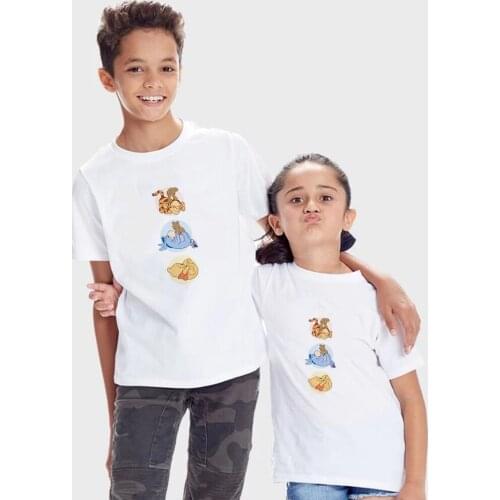 Tigger Eeyore Winnie the Pooh Print T Shirt Children Short Sleeve Tshirt Summer Baby Girl Boy Causal Tee Shirt Kids Tops