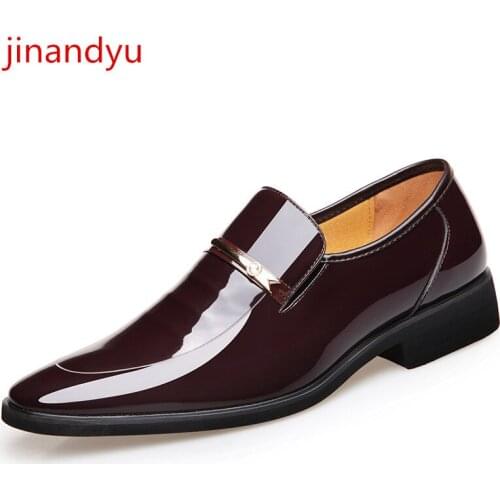 Patent Leather Mens Elevator Height Increase Shoes Man Black Brown Dress Wedding Shoes Men Fashion Elegant Slipon Shoes for Men