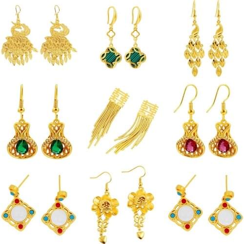 VAMOOSY Unusual Design 24K Gold Metal stud Earings Wedding Jewelry Accessories Natural Stone Vintage Earrings for Women Gifts