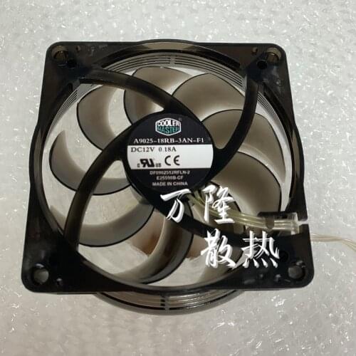 Cooler master A9025-18RB-3AN-F190MM 100x100x25mm Circular fan 82mm hole pitch For CPU Cooling fan 12V 0.18A with 3pin