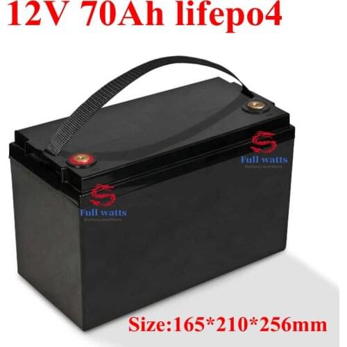 Waterproof lifepo4 12v 70ah lithium battery 12v batteria BMS 4S 12.8V for golf cart boat toy car caravan light +10A charger