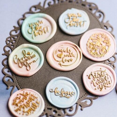 European and American Wedding Paint Wax Seal Blessing Words Fire Paint Seal Love Inspirational Invitation Card DIY Wax Seal Stam