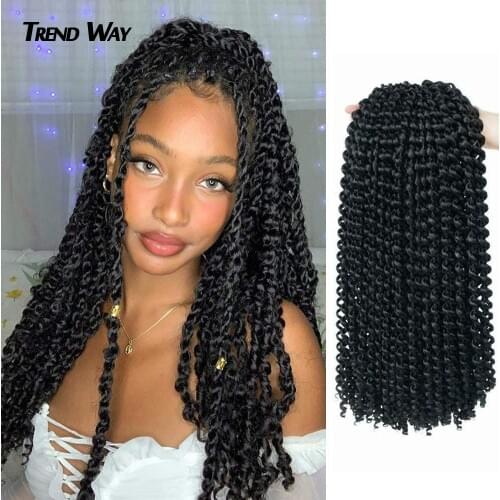 TrendWay Spring Passion Twist Hair 18Inch Crochet Synthetic Braids Hair Extensions For Women Black Braiding Hair Pre Stretched