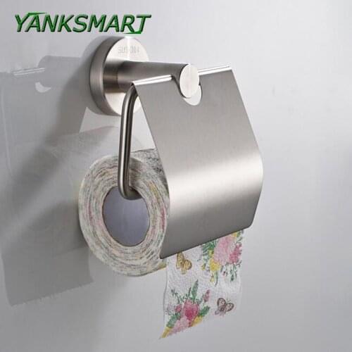 YANKSMART Brushed Nickel stainless steel Bronze Bathroom Or Kitchen Toilet Paper Holder Tissue Box shelf Hardware Accessories