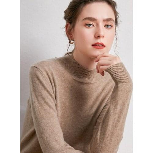 Zocept Womens Sweater 2020 Autumn Winter Pullovers Female Pure Wool Knitted Solid Soft Warm Half Turtleneck Jumpers