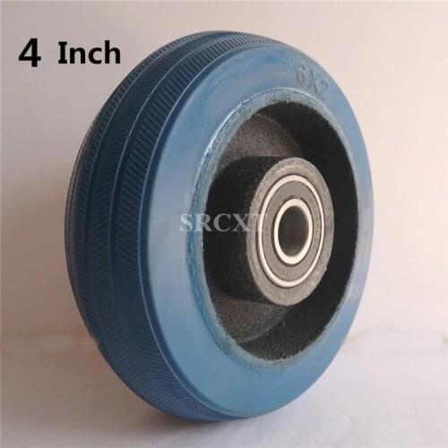 4 Inch Heavy Blue Elastic Caster Single Wheel Wear-Resistant Flat Driver Cart