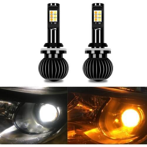 2pcs Yellow White Switch Car Fog Ligh H7 12V 6000K 8500LM LED Super Bright Auto Driving Day Light Car Tuning Headlight Bulb Lamp