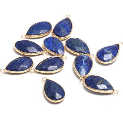 2020 New Natural Stone Lapis Lazuli Pendant Water Drop Shape Faceted Pendants For Jewelry Making DIY Necklace Earring 1Pcs