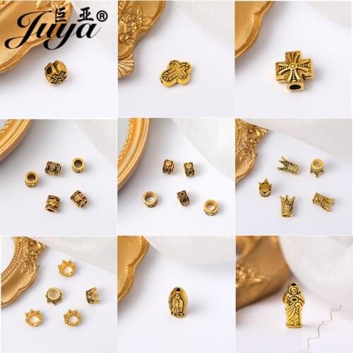 30PCS Jesus Cross Beads Gold Silver Colors Metal Alloy Spacer Bead For DIY Jewelry Making Handmade Bracelet Accessories Supplies