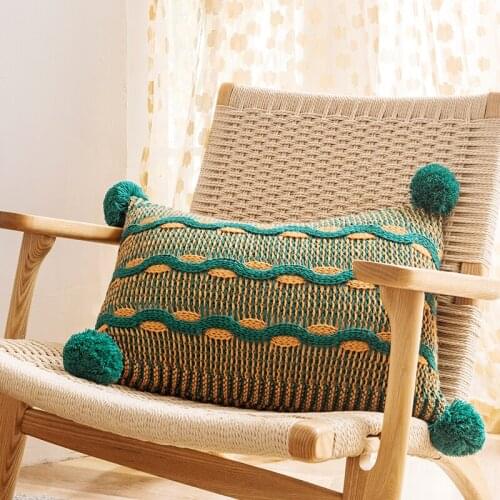 30x50cm Cushion Cover Pink Green Yellow Blue Coffee Pompom Ball Soft Home Decoration Pillow Cover for Living Room Bedroom