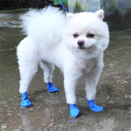 4Pcs / Set Pet Rubber Waterproof Shoe Cover Portable Dog Accessories Outdoor Shoes Socks Balloon Rubber Rain Boots