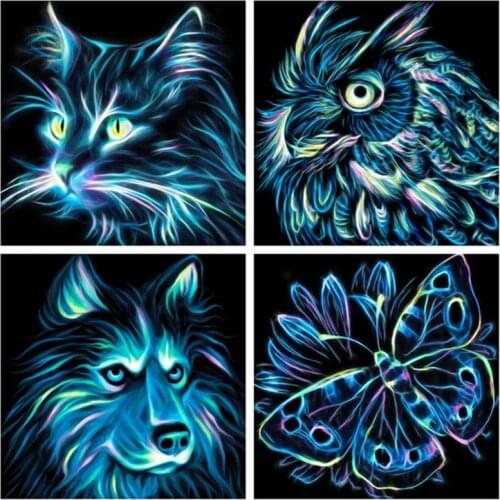 FIYO Diamond Painting Full Animal Square Mosaic Cat Decorations For Home Diamond Embroidery Wolf Handmade Gift