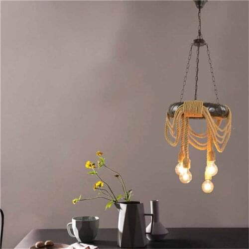 American Loft Vintage Hemp Rope Led Pendant Lights Tires Lamps Living Room Kitchen Restaurant Coffee Bar Home Decor Lighting
