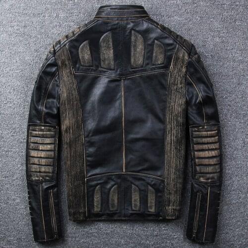 Free shipping,Brand new style leather jacket.vintage cowhide coat.slim biker edging jackets.quality fashion clothing.handsome