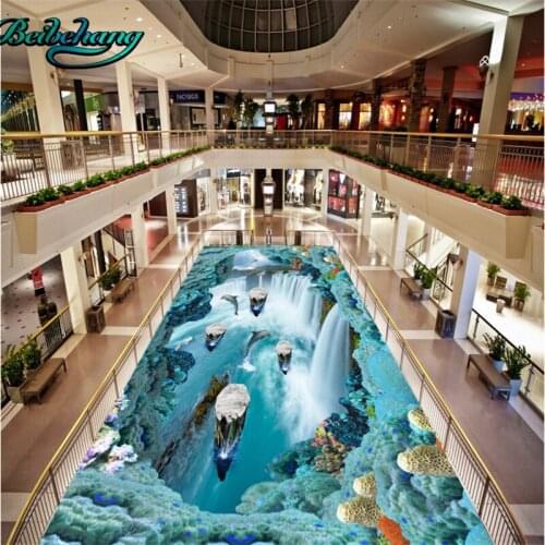 Beibehang Large Custom Wallpapers Mural Cliffs Suspended Island Falls Flying Birds Bathroom Walkway 3D Floor