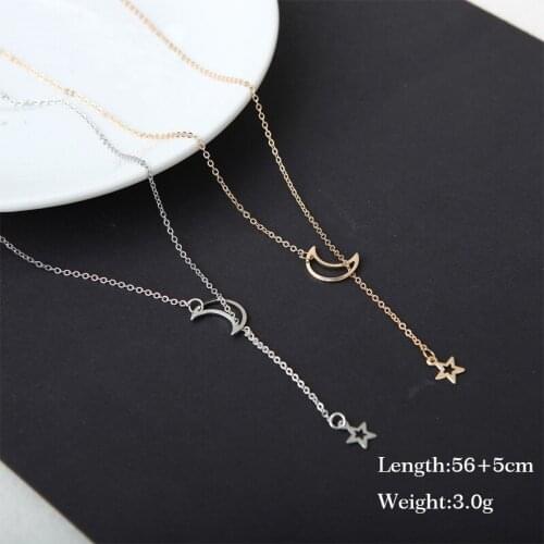Simple Hollow Moon Star Pendant Kolye Gold Silver Color Choker Clavicular Chain Necklace for Women Fashion Fine Jewelry Berloque