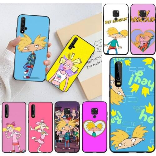 CUTEWANAN Hey Arnold Soft Silicone Black Phone Case for Huawei P40 P30 P20 lite Pro Mate 20 Pro P Smart 2019 prime