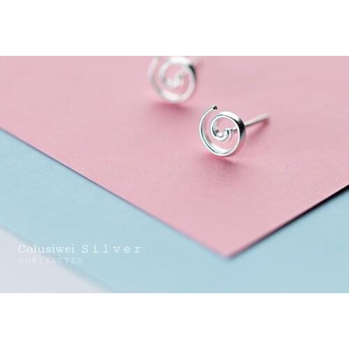 Colusiwei New Sale Authentic 925 Sterling Silver Cute Spiral Shape Girls Stud Earrings Fashion Ear Stud Geometric Korea Jewelry