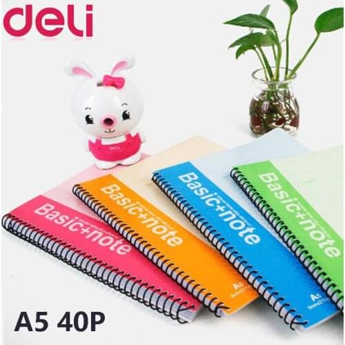 Deli 1PC A5 40Sheets Basic Notebook Soft Paper Colorful Coil Binding Book for School Bank Office Diary Planner Memos Supplies