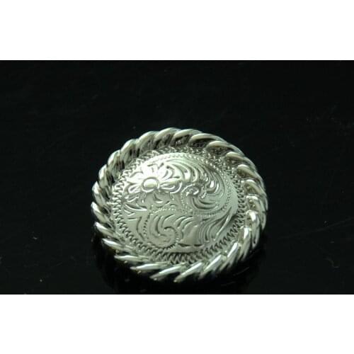 KB902) Wholesale ! 50pc 1''(2.5cm) Western Headstall Round Rope Edge Button Leathercraft Silver