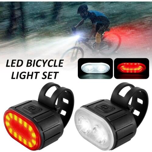 MTB Bicycle Bike Front Rear Lights Set Mountain Bike Night Cycling Headlight USB LED Safety Warning Taillight Bike Accessories