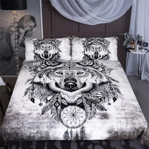 Wolf Couple Bedding Sets Cool Grey Lovers Wolf Duvet Cover Set 3D Comforter Cover Twin Full Queen King