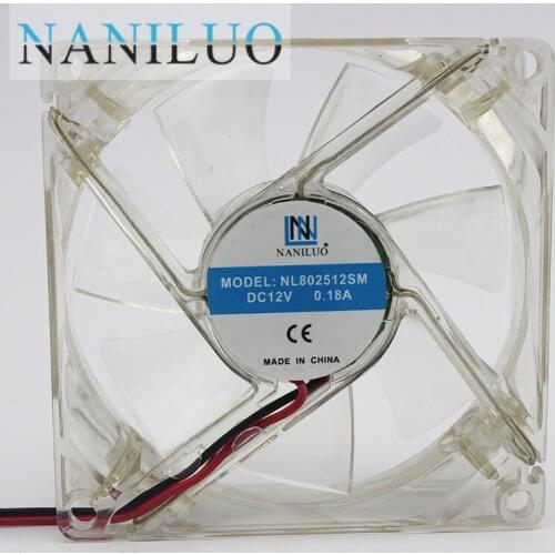NANILUO pc computer fan 80mm with 4ea led 8025 8cm silent DC 12V LED luminous chassis molex 4D plug axial fan