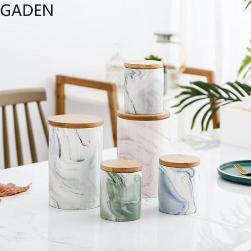 Marbled Ceramic Storage Tank 360ml Storage Box Household Food Storage Tank Household Kitchen Storage Tool Cereal Dispenser