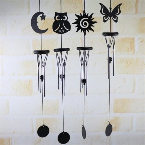 Creative Vintage Hollow Wind Chimes Moon Owl Butterfly Sun Pattern Wind Chime Household Doorbell Wall Hanging Accessories