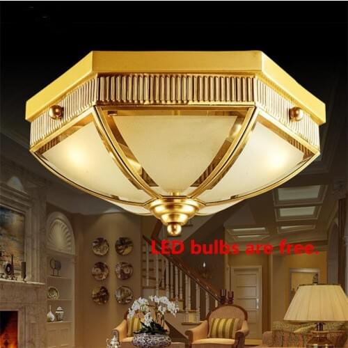 Copper Ceiling Light Living Room Lights Lampara Techo Plafonnier LED Suspension Luminaire E27 Plafondlamp Luxry Ceiling Lamp
