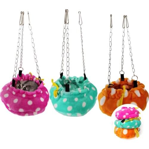 Fashion Plush Bird Hanging Cave Cage Parrot Nest Hammock Hanging Cage Warm Winter Birds Cage Bed Toys Hamster House