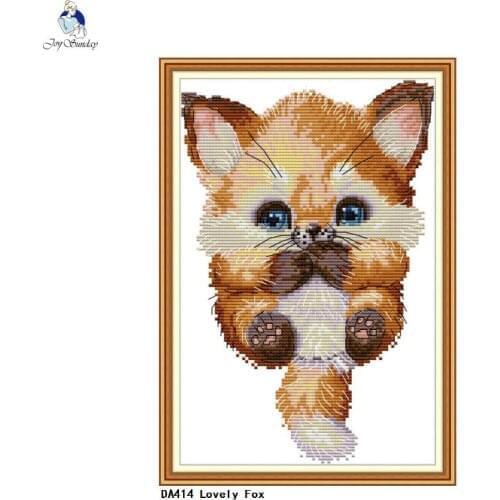 Lovely Fox Cross stitch kits DMC Needlework Embroidery Aida Cross-Stitch DIY Handwork Crafts Fabric 14CT and 11CT