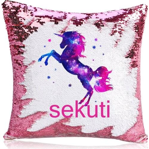 Unicorn Pillow Cover - Name - Personalized - Sequin - Mermaid Pillowcase - Gift for girl - Gift for Teen - Christmas gif